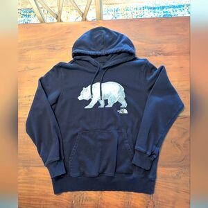 The North Face Blue Sweatshirt with Bear Graphic, Men's Size Medium
